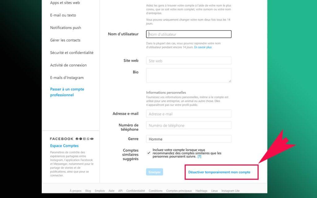 Comment desactiver un compte insta; 