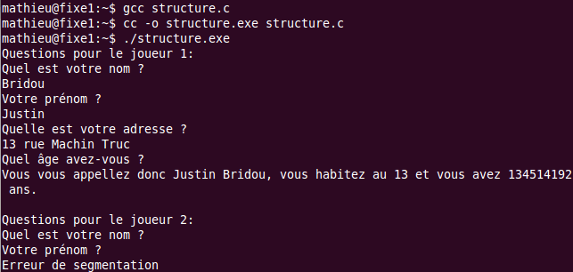 Erreur de segmentation c 