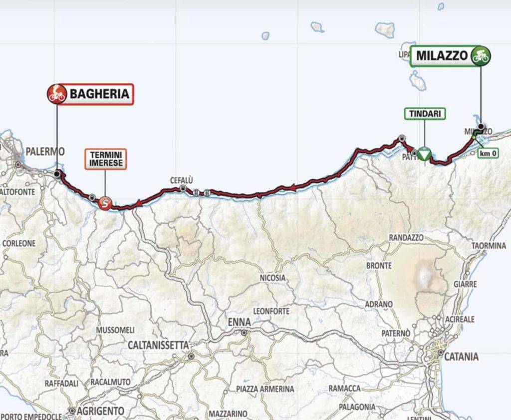 Tour de sicile 2022 parcours 