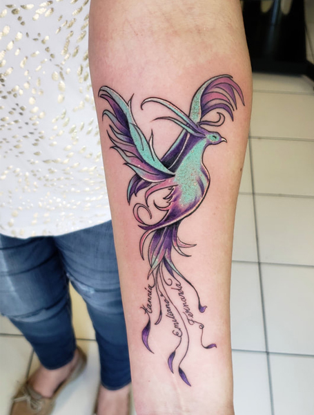 Tatouage phoenix avant bras