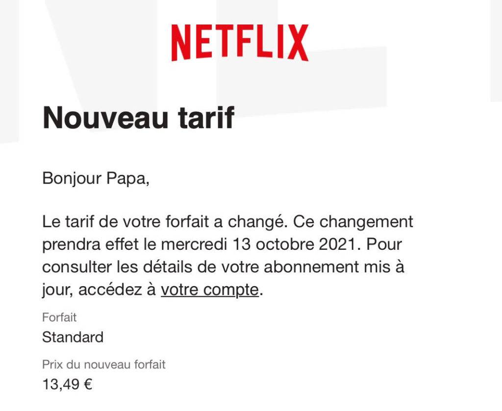 Netflix augmentation prix