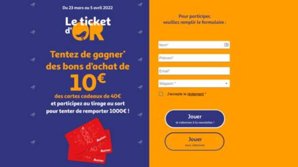 https //jeu.auchan.fr/ticketdor2022 